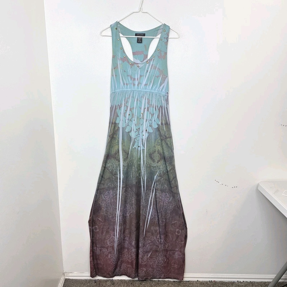 Sam & Max Blue Purple Studded Y2K Whimsygoth Artsy‎ Maxi Dress Size Medium